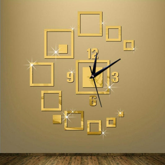 Wall Clocks Mirror 3D Stereo Acrylic Living Room Bedroom Decoration Wall Clock Fashion DIY Creative Wall Clock(Gold) by bashfashion