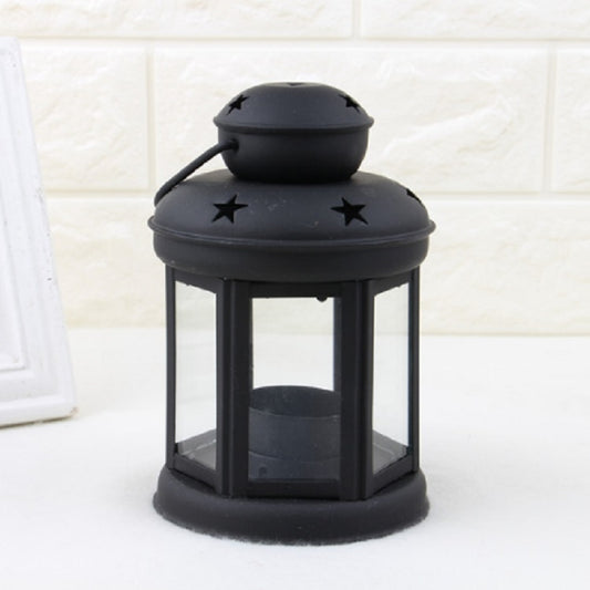 Hollow Star Iron Candle Holder Metal Crafts Portable Candle Holder Decoration(Black) by bashfashion
