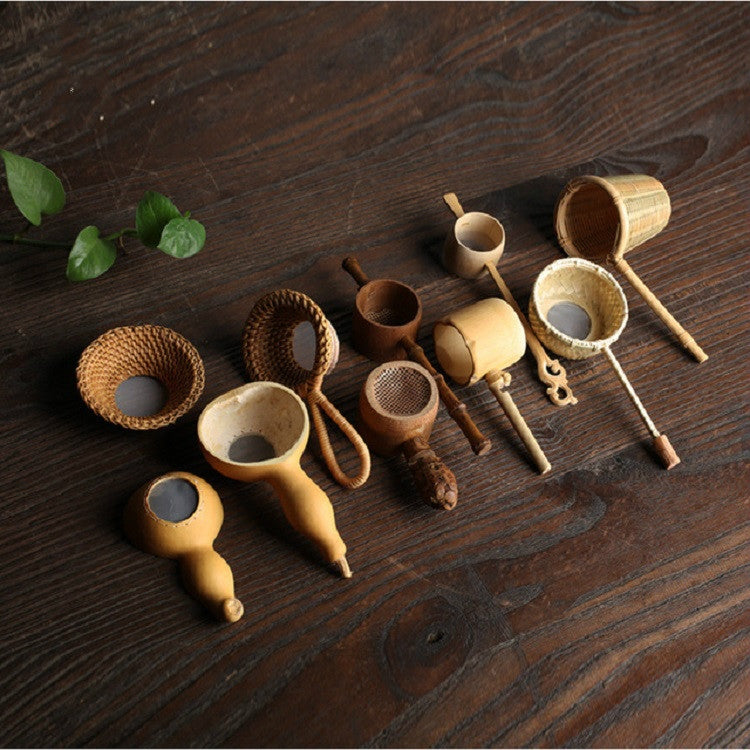 Bamboo Woven Creative Filter Reusable Filter Tea Colander Gadget, Style:Bamboo Pole Gauze Plum Tea Leak by bashfashion