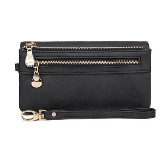 Women Long Wallet Female High Capacity Double Zippers Clutch Purse(Black) by bashfashion