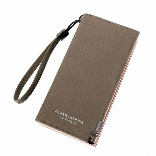 Fashion Ladies Zipper Long Dull Polish Retro PU Leather Wallet Clutch Coin Purse(Dark green) by bashfashion