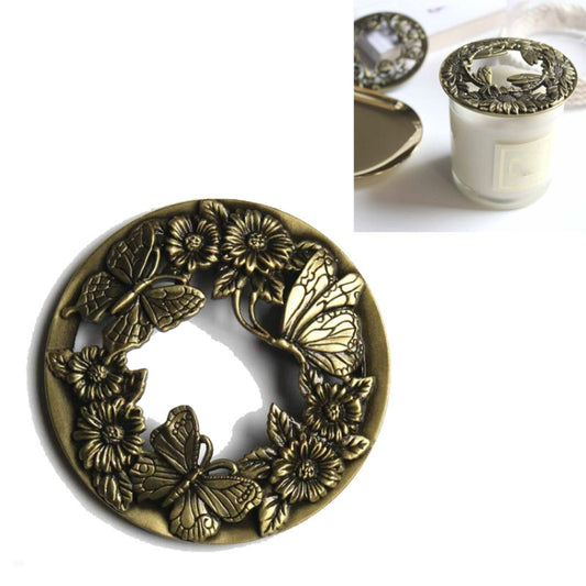 Built-in Wrought Iron Polythermal Anti-hanging Wall Scented Candle Zinc Alloy Smart Cover(Butterfly Love Flower) by bashfashion