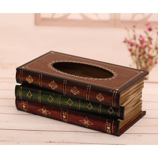Retro Hand Drawn Book Style Tissue Box Case(Coffee) by bashfashion