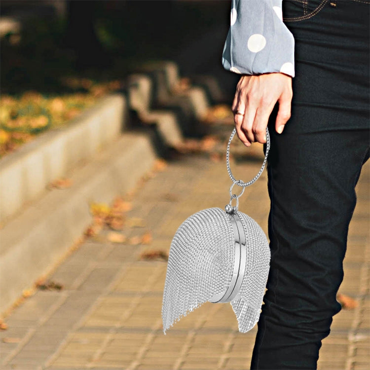 Diamond Tassel Women Party Metal Crystal Clutches Evening Bags Wedding Bag Bridal Shoulder Handbag(Silver Crystal Bag) by bashfashion