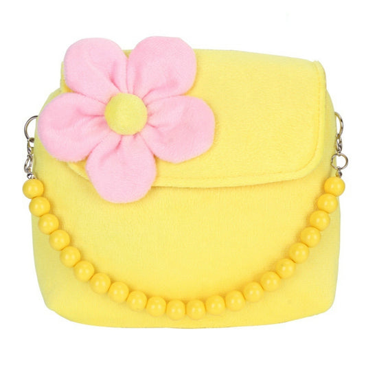 Fashion Shoulder Bag Children Girls Princess Flower Messenger Handbag Lovely Purses(Yellow) by bashfashion
