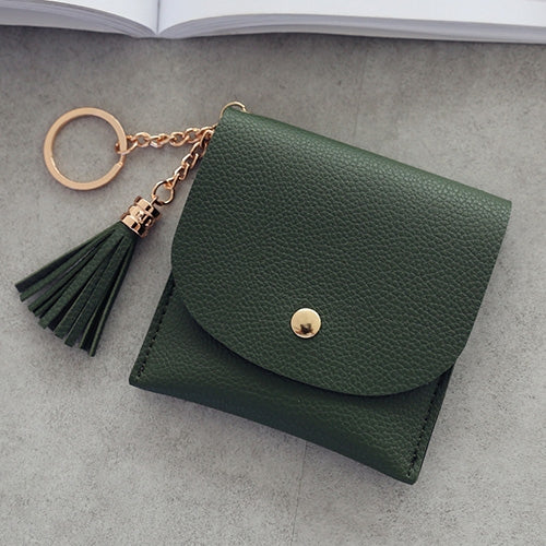 Fashion Women Wallet Short Leather Mini Casual ID Card Holders Bags Ladies Coin Clutch Tassel Bag(Green) by bashfashion