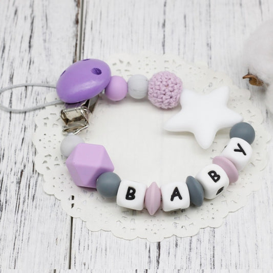 DIY Silicone Baby Pacifier Clip Colorful Pacifier Chain(Purple) by bashfashion