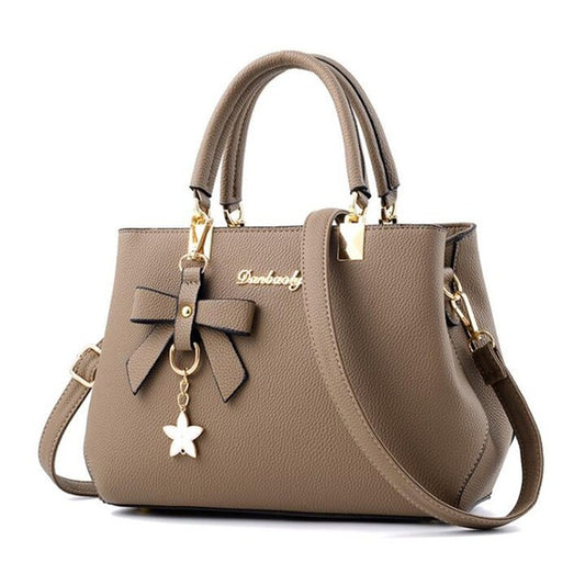 Women Luxury Tote Plum Blossom Bow Sweet Messenger Bag(Khaki) by bashfashion