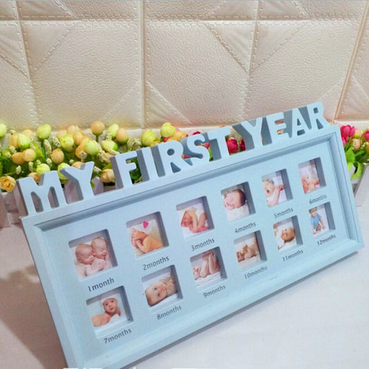 Creative DIY Home Room Decoration Baby Memorial Growing Photo Frame Display(Blue) by bashfashion