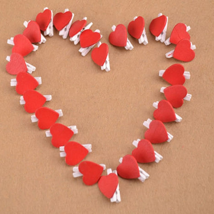 50 PCS Mini Red Heart Love Wooden Photo Paper Peg Pin Clothespin Craft Postcard Clips by bashfashion