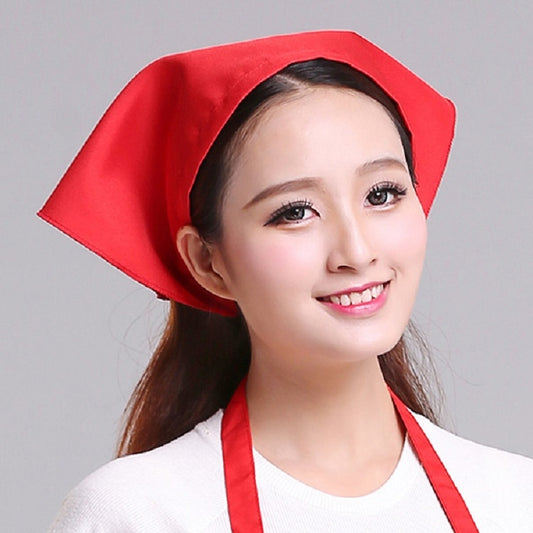 Waiter Men and Women Kitchen Work Turban Hat Triangle Scarf Chef Hat, Size:Adjustable(Red Tie Belt) by bashfashion