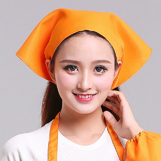 Waiter Men and Women Kitchen Work Turban Hat Triangle Scarf Chef Hat, Size:Adjustable(Orange Tie Belt) by bashfashion