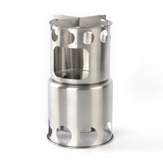 Outdoor Stainless Steel Windproof Stove Portable Camping Roast Stove Set, Specification:Wood Stove by bashfashion