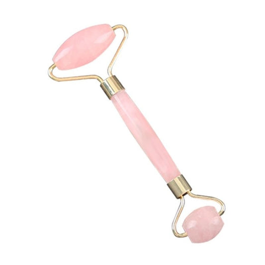 Double Head Massage Roller Natural Rose Crystal Quartz Jade Stone Anti Cellulite Wrinkle Facial Body Beauty Health Tool(Pink) by bashfashion