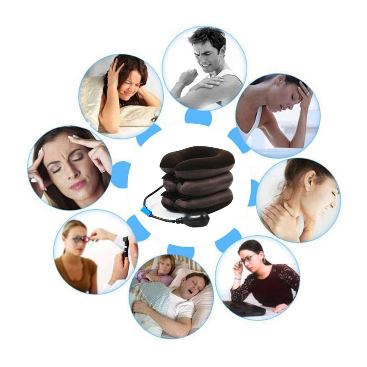Inflatable Air Cervical Neck Traction Device Soft Head Back Shoulder Neck Ache Massager Headache Pain Relief Relaxation Brace(Coffee) by bashfashion