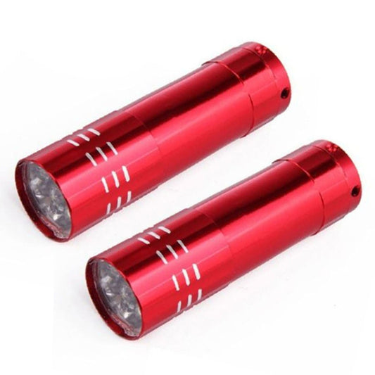 2 PCS Nail Dryer Mini LED Flashlight UV Lamp Portable For Nail Gel Fast Dryer(Red) by bashfashion
