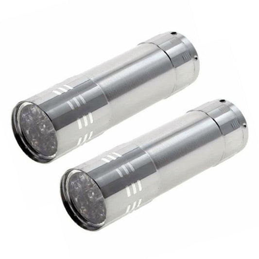 2 PCS Nail Dryer Mini LED Flashlight UV Lamp Portable For Nail Gel Fast Dryer(Silver) by bashfashion