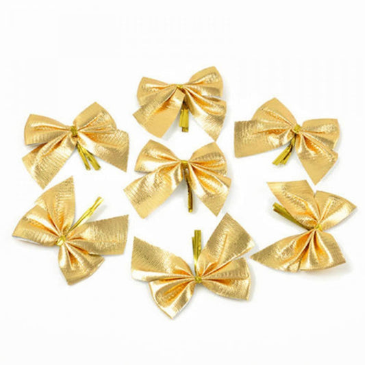 12 PCS Flocked Bow Christmas Tree Decoration(gold) by bashfashion