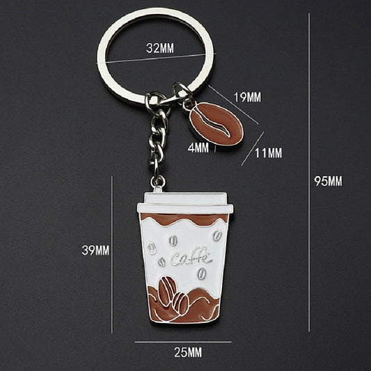 2 PCS Coffee Cup Keychain Creative Metal Pendant Small Gift by bashfashion