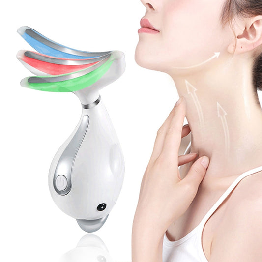 Electric Dolphin Neck Massager Wrinkle Removal Handheld Vibration Neck Face Massage Beauty Instrument Tool(Pearl White) by bashfashion