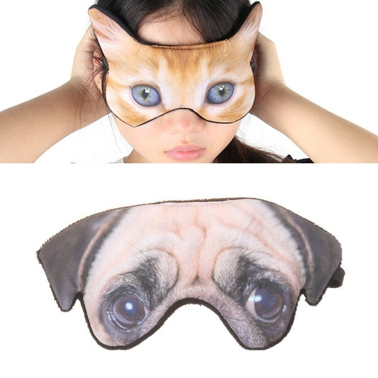 3D Eye Mask Shading Sleeping Cartoon Animal Printed Eye Mask(Pug) by bashfashion