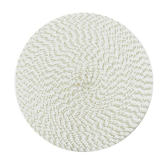 2 PCS PP Round Oval Woven Placemat, Size:Diameter 36cm(White) by bashfashion