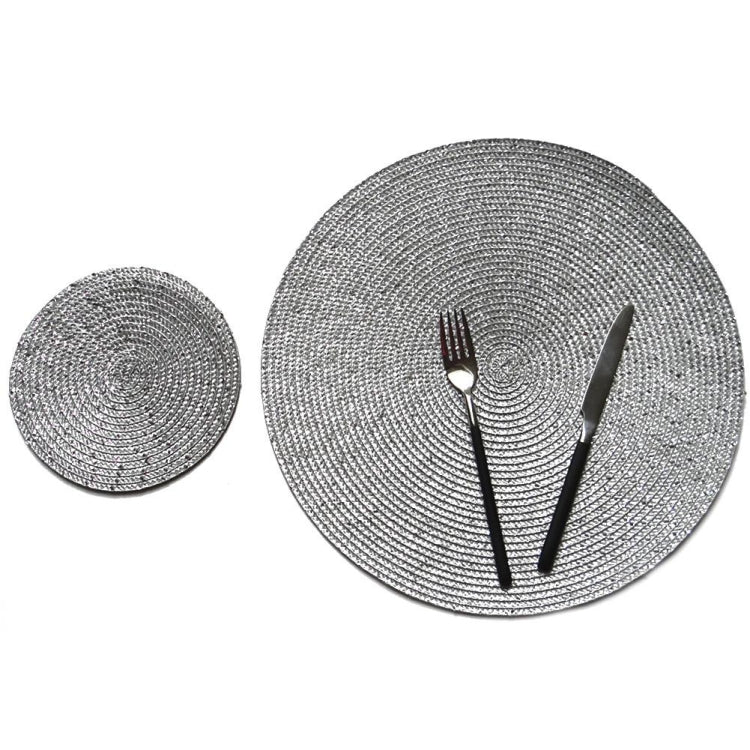 2 PCS PP Round Oval Woven Placemat, Size:Diameter 18cm(Gray) by bashfashion