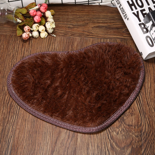 Heart Shape Non-slip Bath Mats Kitchen Carpet Home Decoration(Coffee) by bashfashion