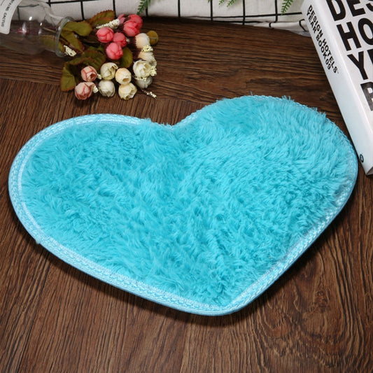 Heart Shape Non-slip Bath Mats Kitchen Carpet Home Decoration(Sky Blue) by bashfashion