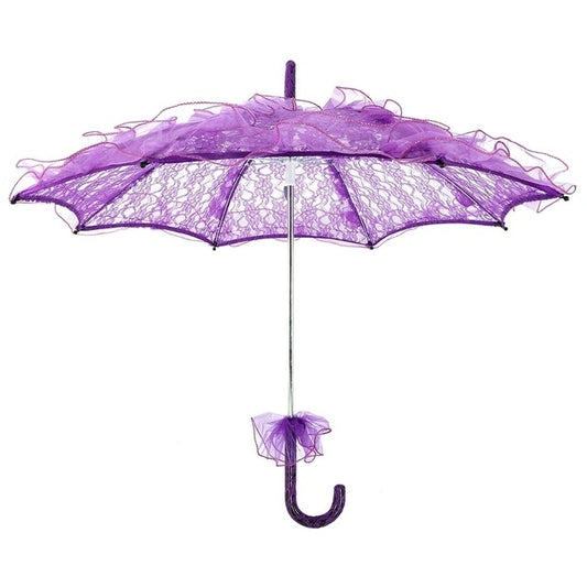 Wedding Parties Bridal Lace Cotton Umbrella Dancing Photography Prop Umbrella(Purple) by others