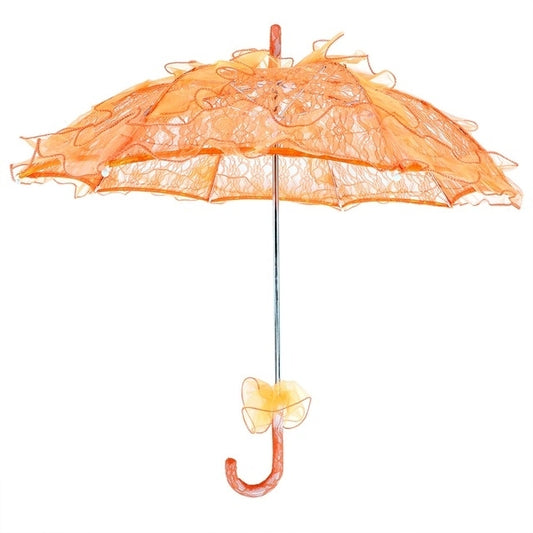Wedding Parties Bridal Lace Cotton Umbrella Dancing Photography Prop Umbrella(Orange) by others