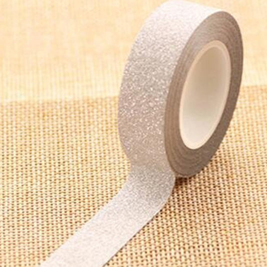 Flash Washi Sticky Paper Tape Label DIY Decorative Tape, Length: 10m(Silver) by others