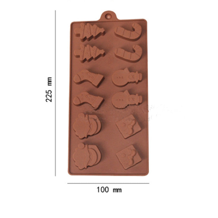 Silicone Christmas Chocolate Baking Tools Non-stick Jelly Candy 3D DIY Decoration Mold(Chocolate) by bashfashion