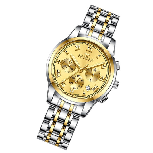 FNGEEN 4006 Ladies Quartz Watch Fashion Luminous Date Display Watch(Gold Golden Surface) by FNGEEN