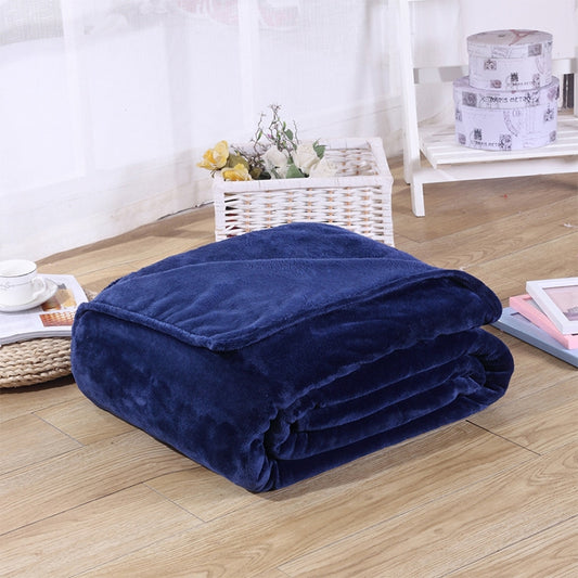 Solid Color Flannel Coral Fleece Blanket Super Soft Plaid Coverlet Sofa Cover Winter Warm Sheets Easy Wash Faux Fur Blankets, Size:200X230cm(Dark blue) by bashfashion