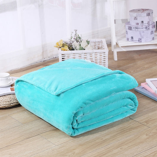 Solid Color Flannel Coral Fleece Blanket Super Soft Plaid Coverlet Sofa Cover Winter Warm Sheets Easy Wash Faux Fur Blankets, Size:70x100cm(Blue) by bashfashion