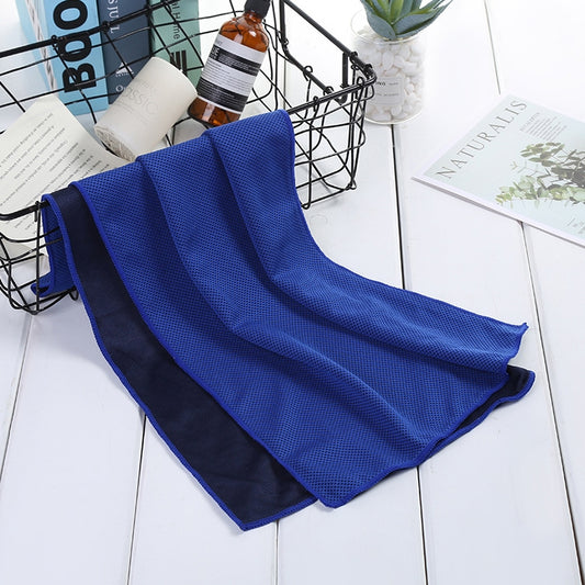 Absorbent Polyester Quick-drying Breathable Cold-skinned Fitness Sports Portable Towel, Package:30x100 Clasp Cup(Dark Blue) by bashfashion
