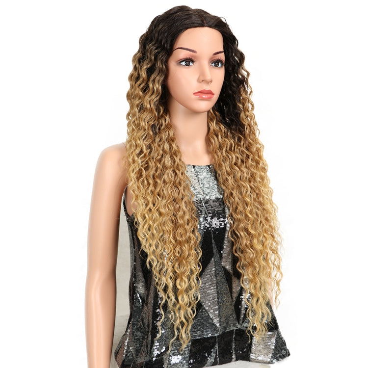 Long Curly Hairpiece High Temperature Fiber Hair 23 Inch Natural Blonde Synthetic Lace Front Wigs( SX282 4T27 Small wig) by bashfashion