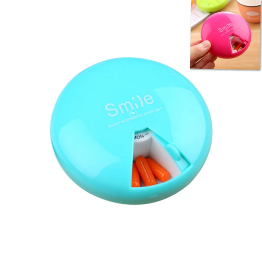 Portable 7 Days Drugs Pill Container Rotation Pillbox(Blue) by bashfashion