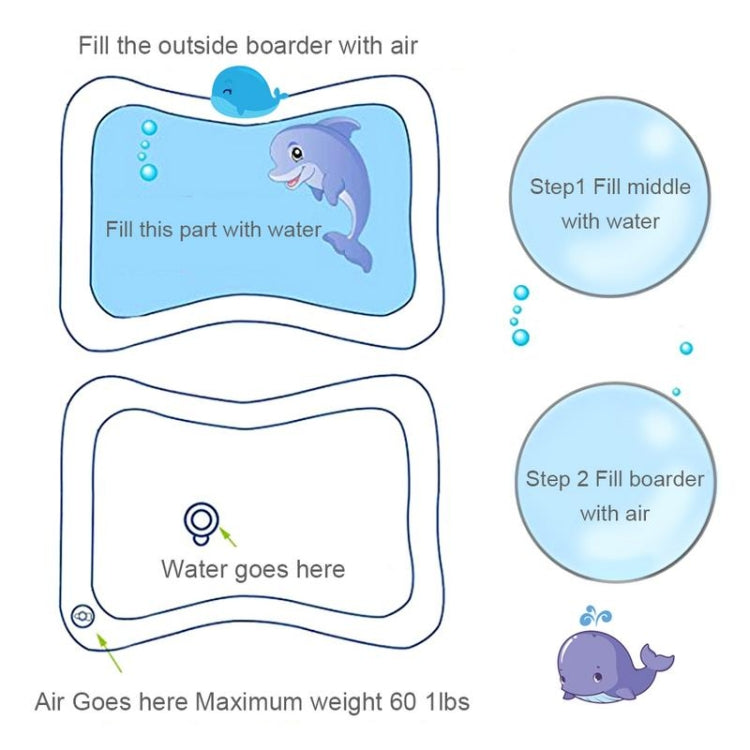 Baby Inflatable Aquarium Water Playing Cushion Prostrate Pad Toy Mat White 60*50cm by bashfashion