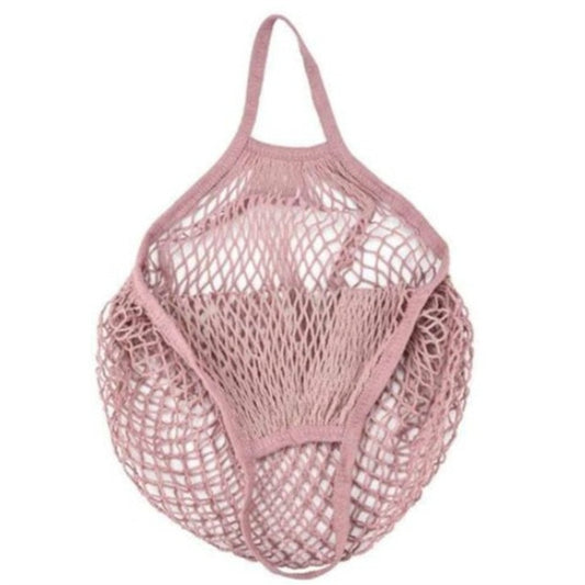 Mesh Shopping Bag Reusable String Fruit Storage Handbag Totes Women Shopping Mesh Net Woven Bag Shop Grocery Tote Bag(Pink) by bashfashion