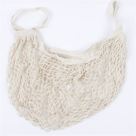 Mesh Shopping Bag Reusable String Fruit Storage Handbag Totes Women Shopping Mesh Net Woven Bag Shop Grocery Tote Bag(Beige) by bashfashion