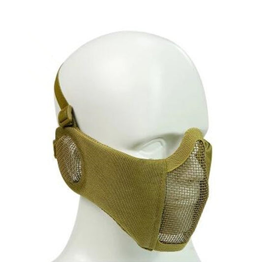 WoSporT Half Face Metal Net Field Ear Protection Outdoor Cycling Steel Mask(Tan) by bashfashion