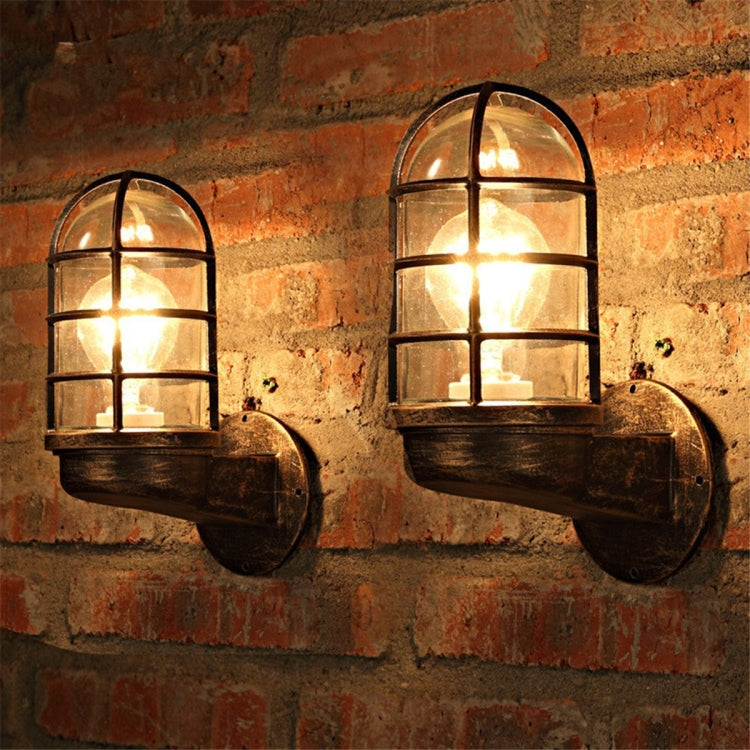 Retro Industrial Cage Wall Lamp Attic Interior Lighting Iron Copper Wall Lamp without Bulb(Black) by bashfashion