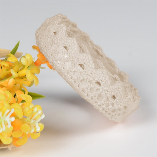 5 PCS Cotton Lace Fabric White Crochet Lace Roll Ribbon Knit Adhesive Tape Sticker Craft Decoration Stationery Supplies(Beige) by bashfashion