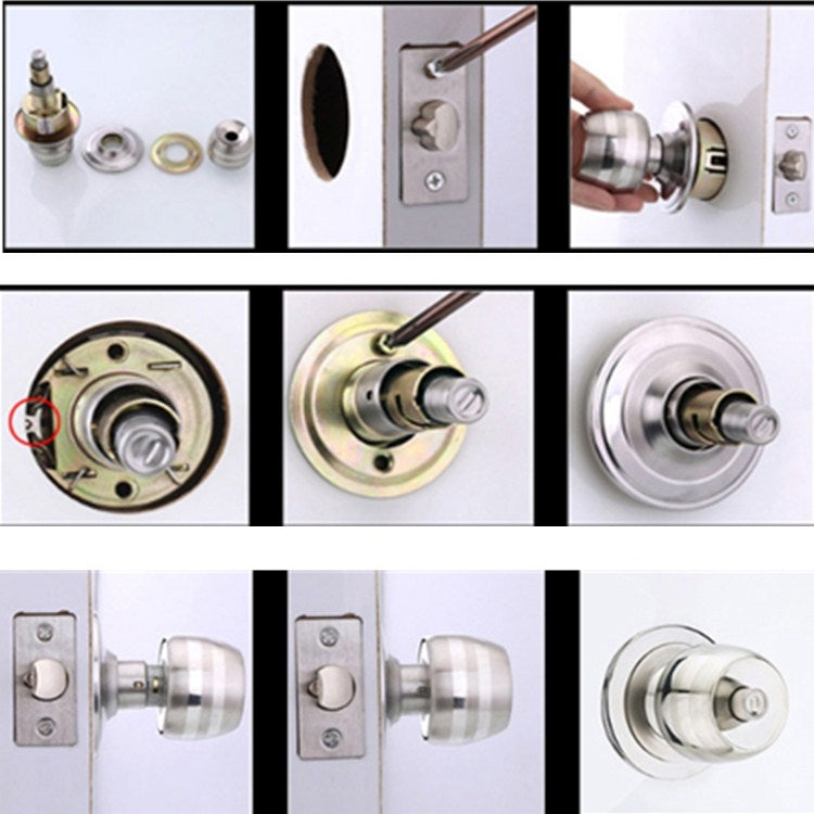 Ball Lock Indoor Bedroom Door Ball Lock Stainless Steel Bathroom Door Lock, Size:Center Distance 60mm by bashfashion