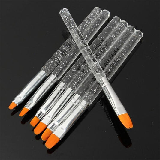 7pcs /Set UV Gel Acrylic Crystal Design Builder Painting Nail Art Brush Pen Tool Set Crystal Painting Drawing Carving Pen Set by bashfashion