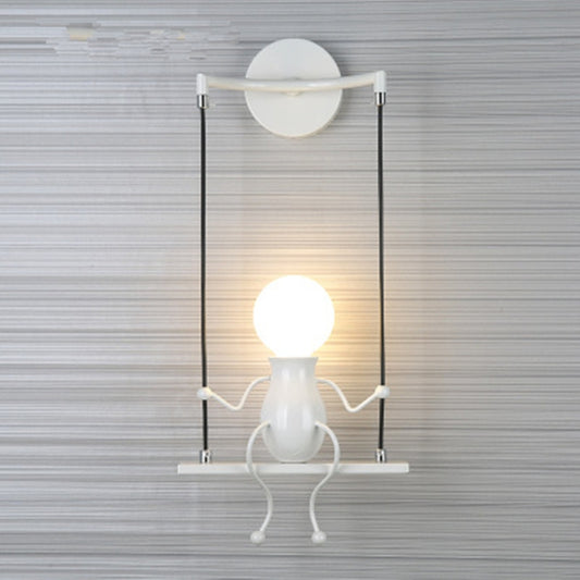 E27 LED Personality Creative Retro Wrought Iron Villain Wall Lamp without Bulb(White) by bashfashion