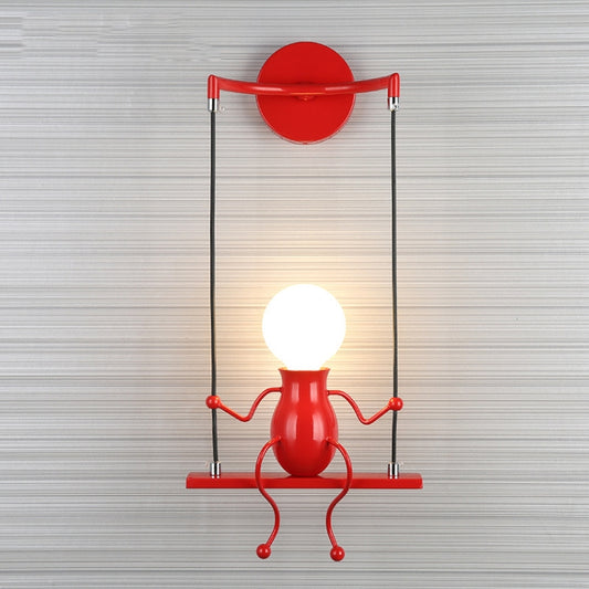 E27 LED Personality Creative Retro Wrought Iron Villain Wall Lamp without Bulb(Red) by bashfashion