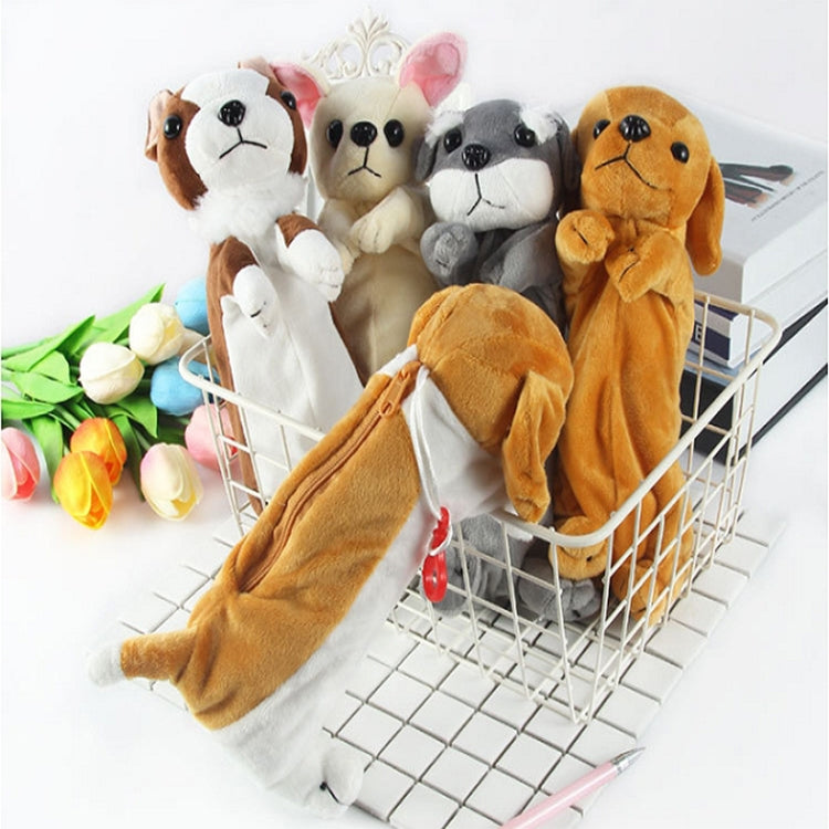 Kawaii Cartoon Plush Dog Pencil Case Cute Animal Pen Bag Box Kids School Supplies Stationery(Schnauzer Grey) by bashfashion